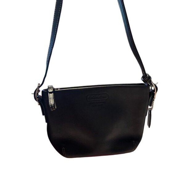 Vtg Coach Demi Sufflette Black Pebbled Leather Pouch Shoulder Bag Purse Mini - Picture 2 of 7